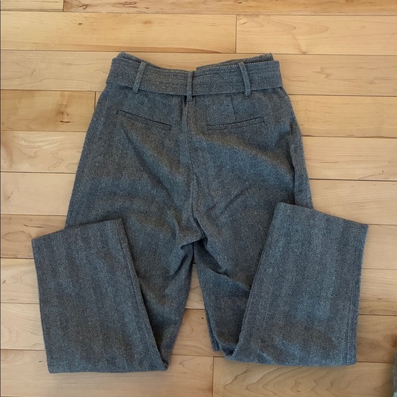 Wilfred Grey Herringbone Tie-Belt Trousers - Picture 4 of 6